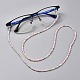 眼鏡チェーン  眼鏡用ネックストラップ  ガラスシードビーズで  ゴムループの端と真鍮のパーツ  カラフル  30.9インチ（78.5cm）  3mm X-AJEW-EH00004-01-3