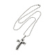 Kreuzanhänger-Halskette aus Legierung mit Kugelketten NJEW-K245-001B-2