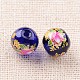 Flower Picture Printed Glass Round Beads GLAA-J087-10mm-A06-2