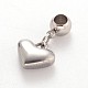 Heart 304 Stainless Steel European Large Hole Dangle Charms PALLOY-JF00100-04-1