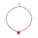 Collier pendentif coeur en verre avec chaînes perlées pour femme NJEW-TA00060-1