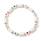 Heart Pattern Heishi Beads Stretch Bracelet for Women BJEW-JB07216-1