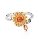Drehbarer offener Ring mit Sonnenblume und Libelle für Frauen RJEW-M139-16P-1