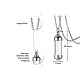 Pendentifs de bouteille en verre urne en acier inoxydable 316l BOTT-PW0001-076D-P-1