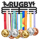 Superdant rugby médaille cintre affichage noir 60+ compétition porte-médaille cadre fer médaille crochet pour compétition porte-médaille affichage tenture murale athlète cadeau 40x15 cm ODIS-WH0021-226-1