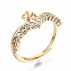 Brass Micro Pave Clear Cubic Zirconia Peg Bails Cuff Finger Ring Settings KK-T056-115G-NF-4