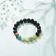 2Pcs 2 Style Natural Weathered Agate(Dyed) & Lava Rock & Synthetic Howlite Round Beaded Stretch Bracelets Set BJEW-JB08399-5