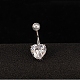 Joyería del cuerpo chapada en platino corazón cubic zirconia latón anillo del ombligo anillo del ombligo anillos del vientre AJEW-EE0001-01B-3