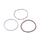 3Pcs 3 Style Natural Amethyst & Glass Seed Beaded Stretch Bracelets Set for Women BJEW-JB09171-05-4