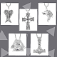 ANATTASOUL 7Pcs 7 Style Arrow & Wolf & Cross & Axe & Wing Stainless Steel Pendant Necklaces Set NJEW-AN0001-44-6