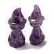 Natural Amethyst Carved Healing Cat with Witch Hat Figurines DJEW-D012-07C-2