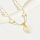 Ожерелье с подвеской в виде кленового листа из натуральной ракушки и цепочками из стеклянных бусин WZ3192-1