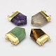 Gemstone Point Pendants with Golden Tone Brass Findings G-P053-G32-3