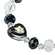 Braccialetto elasticizzato con perline di vetro a forma di cuore e fiore BJEW-JB09651-4