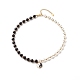 Alloy Eaneml Yin Yang Charm Necklace with Plastic Imitation Pearl Beaded for Women NJEW-JN03913-1