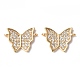 Brass Micro Pave Clear Cubic Zirconia Connector Charms KK-E068-VF248-2