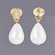 Shell Pearl Bead Dangle Earrings Studs EJEW-JE03071-01-2