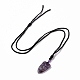 Natural Amethyst Sailor's Knot Pendant Necklace with Nylon Cord for Women NJEW-E091-02C-2