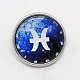 Platinum Plated Brass Glass Flat Round with Blue Constellation/Zodiac Sign Jewelry Snap Buttons SNAP-M034-B-04-1
