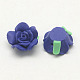 Handmade Polymer Clay 3D Flower with Leaf Beads CLAY-Q202-15mm-05-1