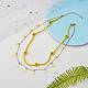 Glass Seed Braided Flower Double Layer Necklace NJEW-SW00015-01-2