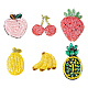 FINGERINSPIRE 6PCS Fruit Beaded Sew on Patches 6 Style Cherry Pineapple Banana Mango Strawberry Cloth Appliques Patches Handmade Beaded Appliques for Clothes DIY-FG0003-77-1