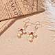 Boucles d'oreilles pendantes croix tressées coquillage naturel & agate rouge EJEW-JE04954-04-3