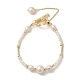 Natural & Pearl & Brass Tube Beaded Bracelets BJEW-C051-47G-1