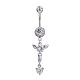 Piercing Jewelry Real Platinum Plated Brass Rhinestone Angel Wing Navel Ring Belly Rings AJEW-EE0001-82A-1
