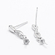 925 Sterling Silver Micro Pave Cubic Zirconia Ear stud Findings STER-P035-50P-2