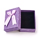 厚紙のジュエリーボックス  リボンのちょう結びとスポンジ付き  リング用  イヤリング  ネックレス  長方形  紫色のメディア  9.3x6.3x3.05cm CBOX-L004-A06-3