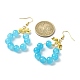 Boucles d'oreilles pendantes avec anneau en perles de verre imitation jade EJEW-JE05567-3