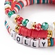 3Pcs 3 Style Polymer Clay Heishi Surfer Stretch Bracelets Set with Word Jolly Acrylic Beads BJEW-TA00129-5