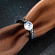トレンディなガンメタ色メッキ真鍮キュービックジルコニア指輪  フラットラウンド  サイズ6  透明  16.5mm RJEW-BB17152-6-4