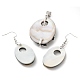 Natural Paua Shell Oval & White Shell Flower Jewelry Set SJEW-E051-02P-2