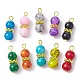 10 Stück 10-farbiger runder Perlenanhänger aus Glas PALLOY-JF02270-1