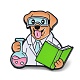 素敵な動物の化学者のエナメルピン  バックパックの衣類用の黒合金ブローチ  犬  29x30x1mm JEWB-H019-01EB-04-1