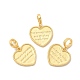 Ciondoli pendenti europei a forma di cuore in ottone con placcatura a cremagliera KK-B068-11G-2