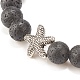 Bracelet extensible en pierre de lave naturelle avec étoile de mer en alliage BJEW-JB08192-05-4