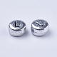 Perline con lettere a foro orizzontale in acrilico placcato color argento PB43C9070-L-3