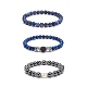 3Pcs 3 Style Natural & Synthetic Mixed Stone Round Beaded Stretch Bracelets Set BJEW-JB08587-4