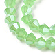 ジェイド風電気メッキガラスビーズ連売り  パール光沢メッキ  多面カット  双円錐形  淡緑色  6x6mm  穴：1.2mm  約46~47個/連  9.84~10.24インチ（25~26cm） GLAA-F029-J6mm-C01-3