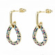 Brass Micro Pave Cubic Zirconia Dangle Stud Earrings EJEW-S208-131A-NF-1