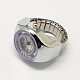 Platinum Тон железа кольцо простирания кварцевые часы RJEW-R119-14A-2