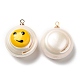Natural Pearl Pendants with Enamel PEAR-G013-04-2