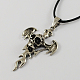 Crâne d'alliage de zinc et colliers croix pour Halloween NJEW-R128-16-1