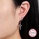2 Pair 2 Style Rhodium Plated 925 Sterling Silver Hollow Star Dangle Hoop Earrings Sets for Women EJEW-F317-04P-3