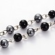 Glass Pearl Round Beads Chains for Necklaces Bracelets Making AJEW-JB00114-2