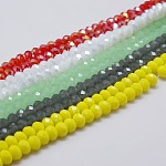 Chapelets de perles en verre électroplaqué, facette, rondelle, couleur mixte, 3x2mm, Trou: 0.5mm, Environ 147 pcs/chapelet, 13 pouce