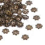 Eisenperlenkappen, cadmiumfrei und bleifrei, Blume, Multi-Blütenblatt, Antik Bronze, 6x1 mm, Bohrung: 1 mm